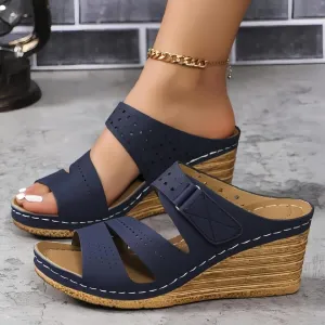2025 Platform Wedges Sandals Women Fashion Wedges Boho Casual Comfortable Mid Heels Open Toe Espadrilles Sandals Slip On Shoes Dressy Summer for Women Flat