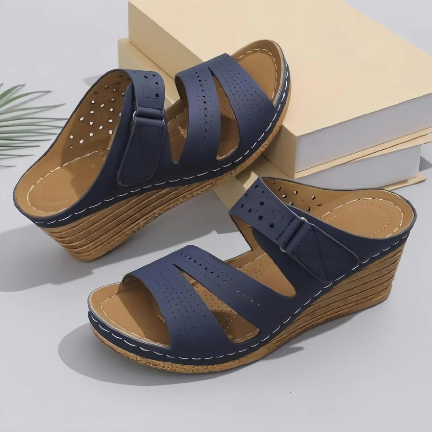 2025 Platform Wedges Sandals Women Fashion Wedges Boho Casual Comfortable Mid Heels Open Toe Espadrilles Sandals Slip On Shoes Dressy Summer for Women Flat