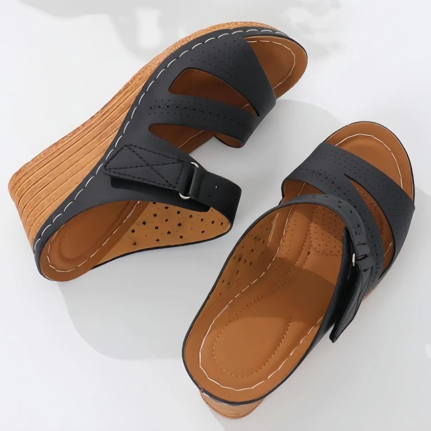 2025 Platform Wedges Sandals Women Fashion Wedges Boho Casual Comfortable Mid Heels Open Toe Espadrilles Sandals Slip On Shoes Dressy Summer for Women Flat