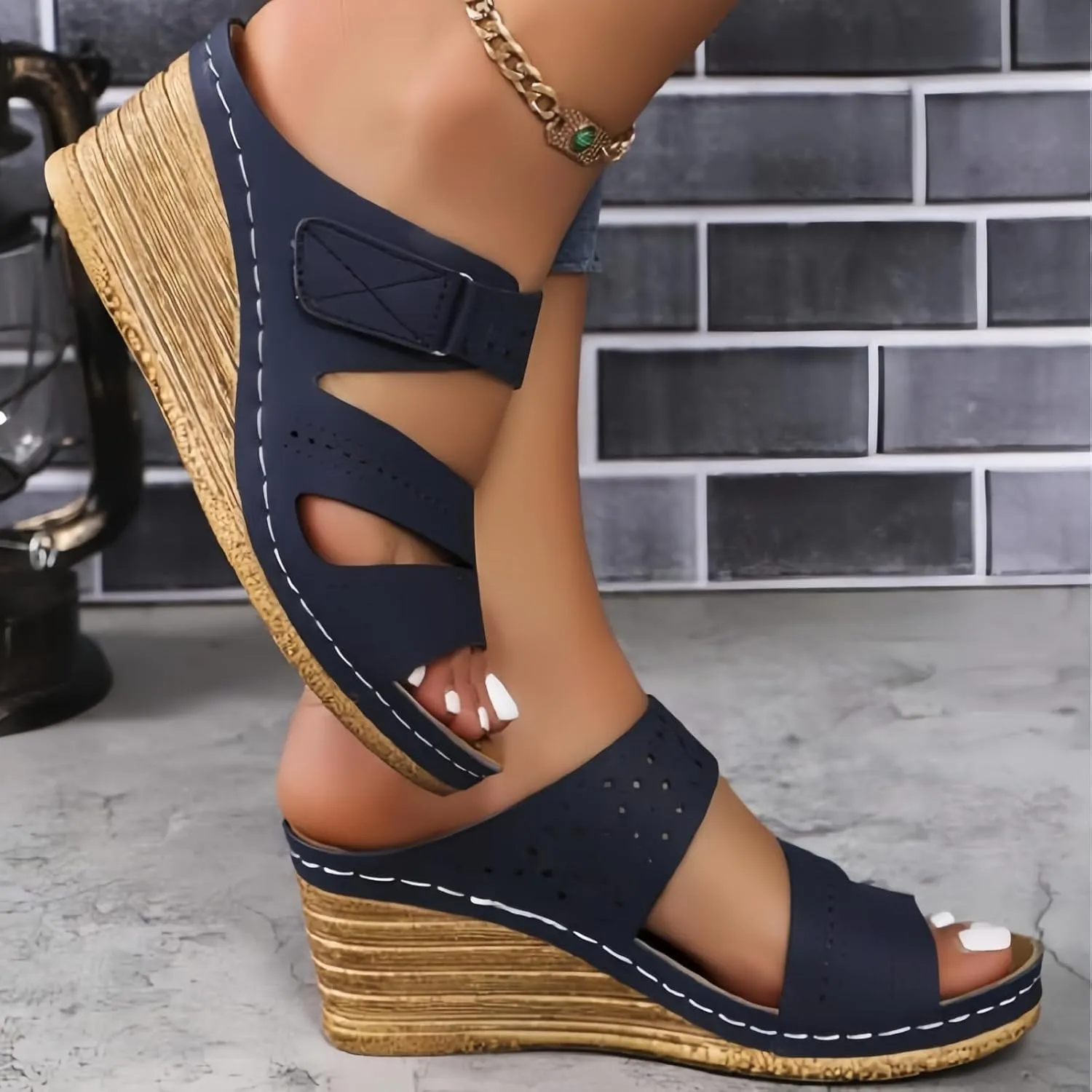 2025 Platform Wedges Sandals Women Fashion Wedges Boho Casual Comfortable Mid Heels Open Toe Espadrilles Sandals Slip On Shoes Dressy Summer for Women Flat