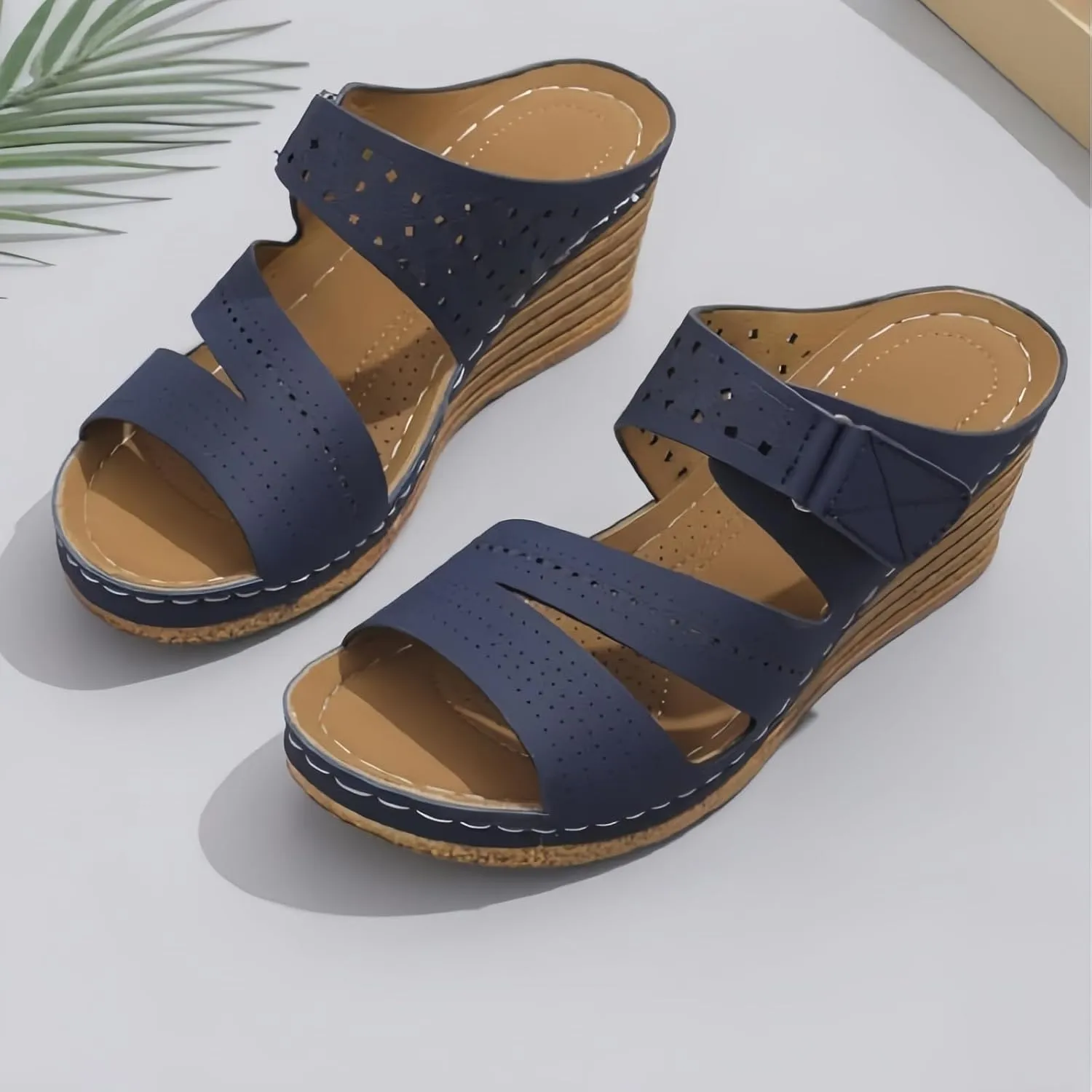 2025 Platform Wedges Sandals Women Fashion Wedges Boho Casual Comfortable Mid Heels Open Toe Espadrilles Sandals Slip On Shoes Dressy Summer for Women Flat