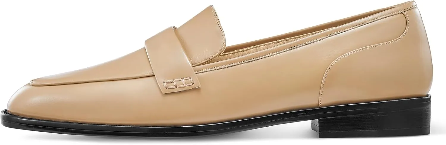 7or9 Loafers for Women Comfortable Air-Touch Foam Slip on Round-Toe Casual Dressy Mattress Flat Leather Women’s Flats