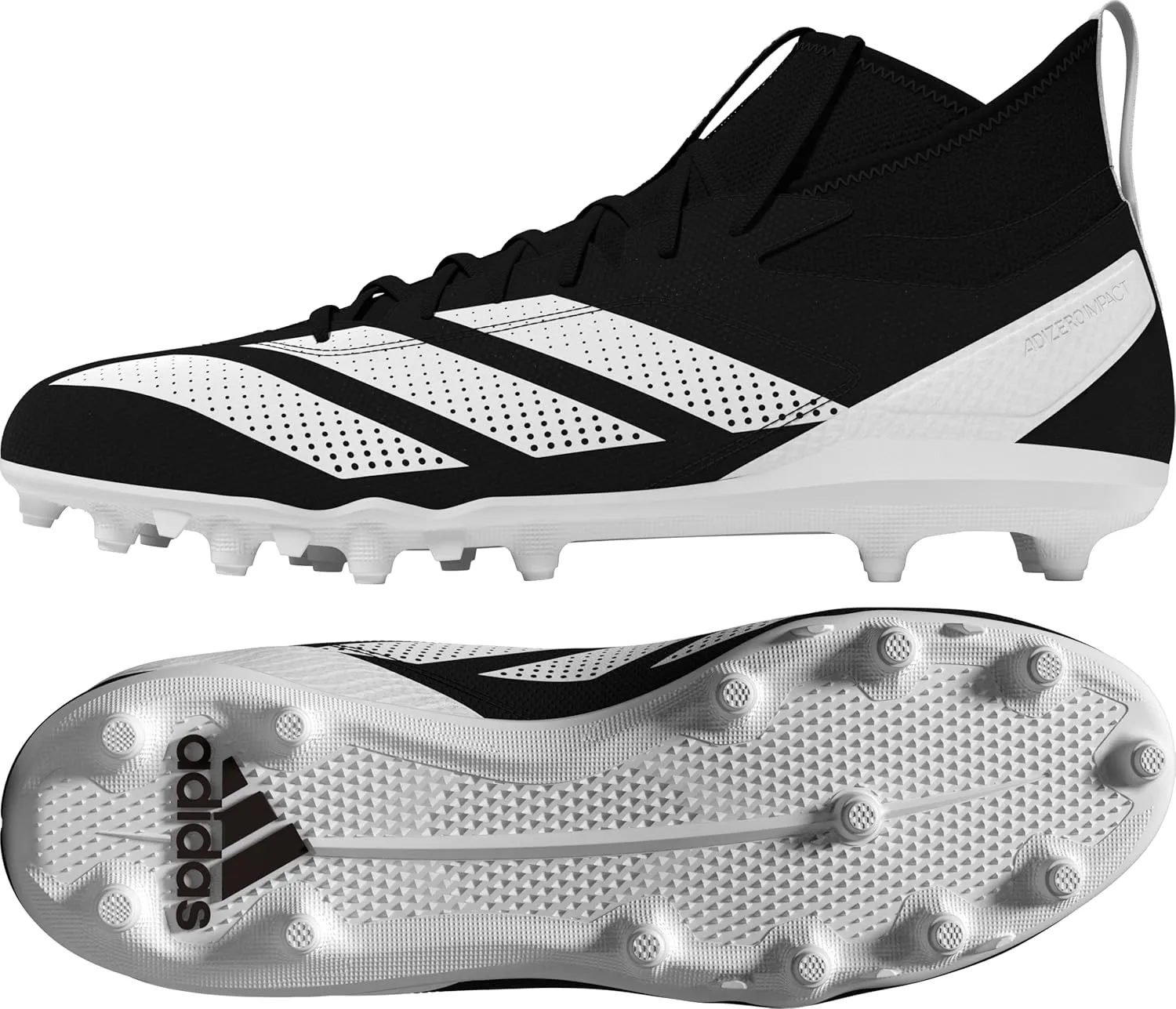 adidas Men's Adizero Impact.2 American Football Sneaker, Black/White/Black, 15