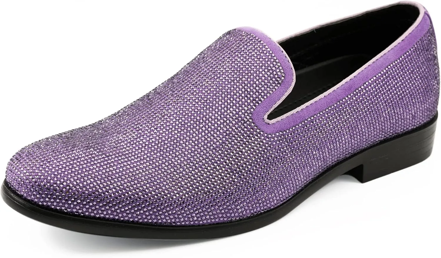 Amali Devy, Men's Dress Loafers, Slip-On Tuxedo Shoes for Men, Velvet Embellished Loafer Slippers