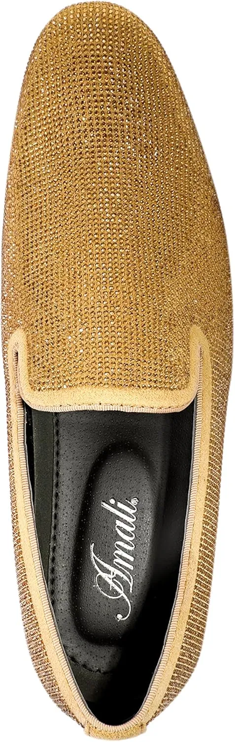 Amali Devy, Men's Dress Loafers, Slip-On Tuxedo Shoes for Men, Velvet Embellished Loafer Slippers