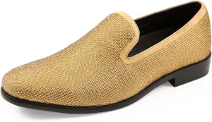 Amali Devy, Men's Dress Loafers, Slip-On Tuxedo Shoes for Men, Velvet Embellished Loafer Slippers