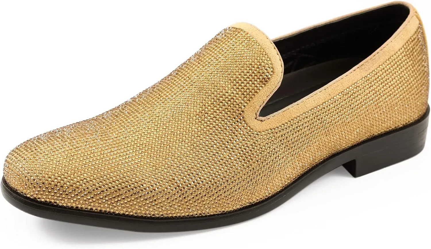 Amali Devy, Men's Dress Loafers, Slip-On Tuxedo Shoes for Men, Velvet Embellished Loafer Slippers