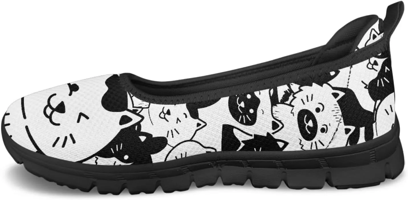Animal Print Shoes for Women Slip On Loafer Flats Mesh Comfortable Ballet Shoes for Nurses Walking and Work Casual Style