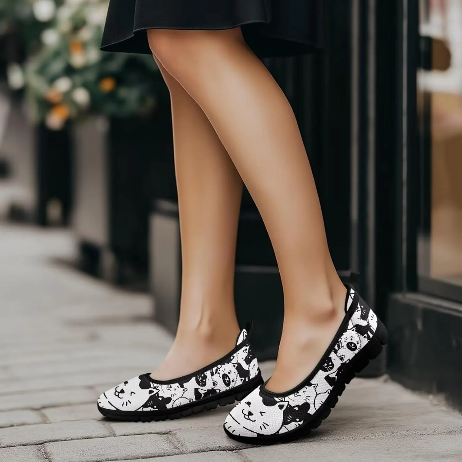 Animal Print Shoes for Women Slip On Loafer Flats Mesh Comfortable Ballet Shoes for Nurses Walking and Work Casual Style