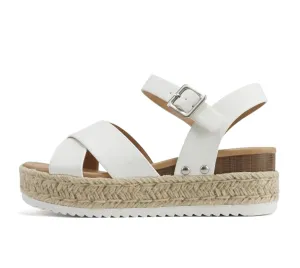 Ankle Adjustable Personalized Soda Crisscross Firely Espadrille White Strap Sandals Elegant Round Toe