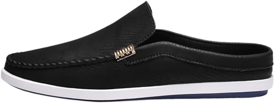 Anti-Slip Comfortable Slip-ons Mens Loafers Round Toe Vegan Leather Half Loafers Shoes