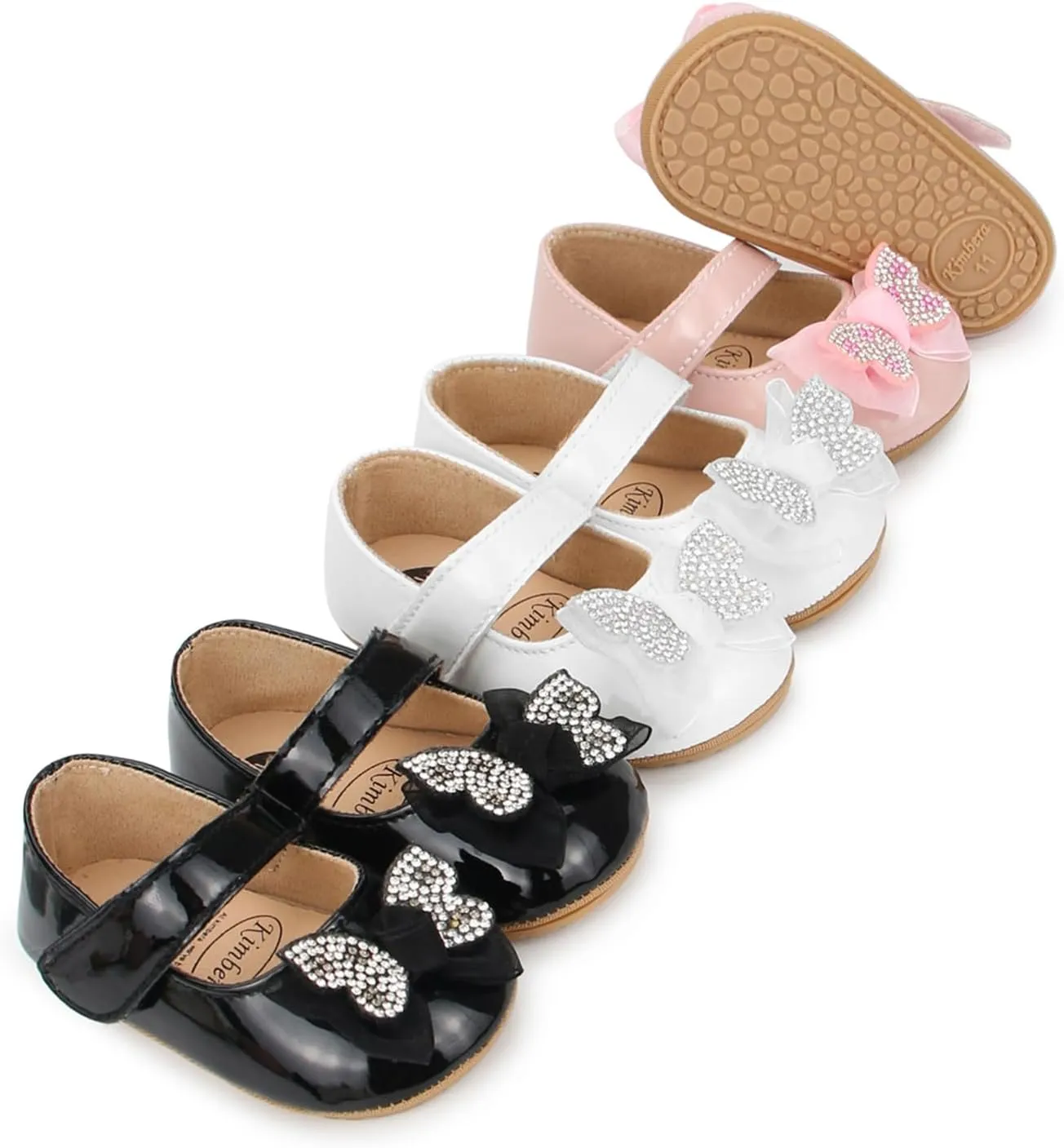 Baby Girls Dress Shoes Infant Mary Jane Flats Newborn Bowkont Non-Slip Lightweight Soft Sole First Walkers Princess Wedding Shoe