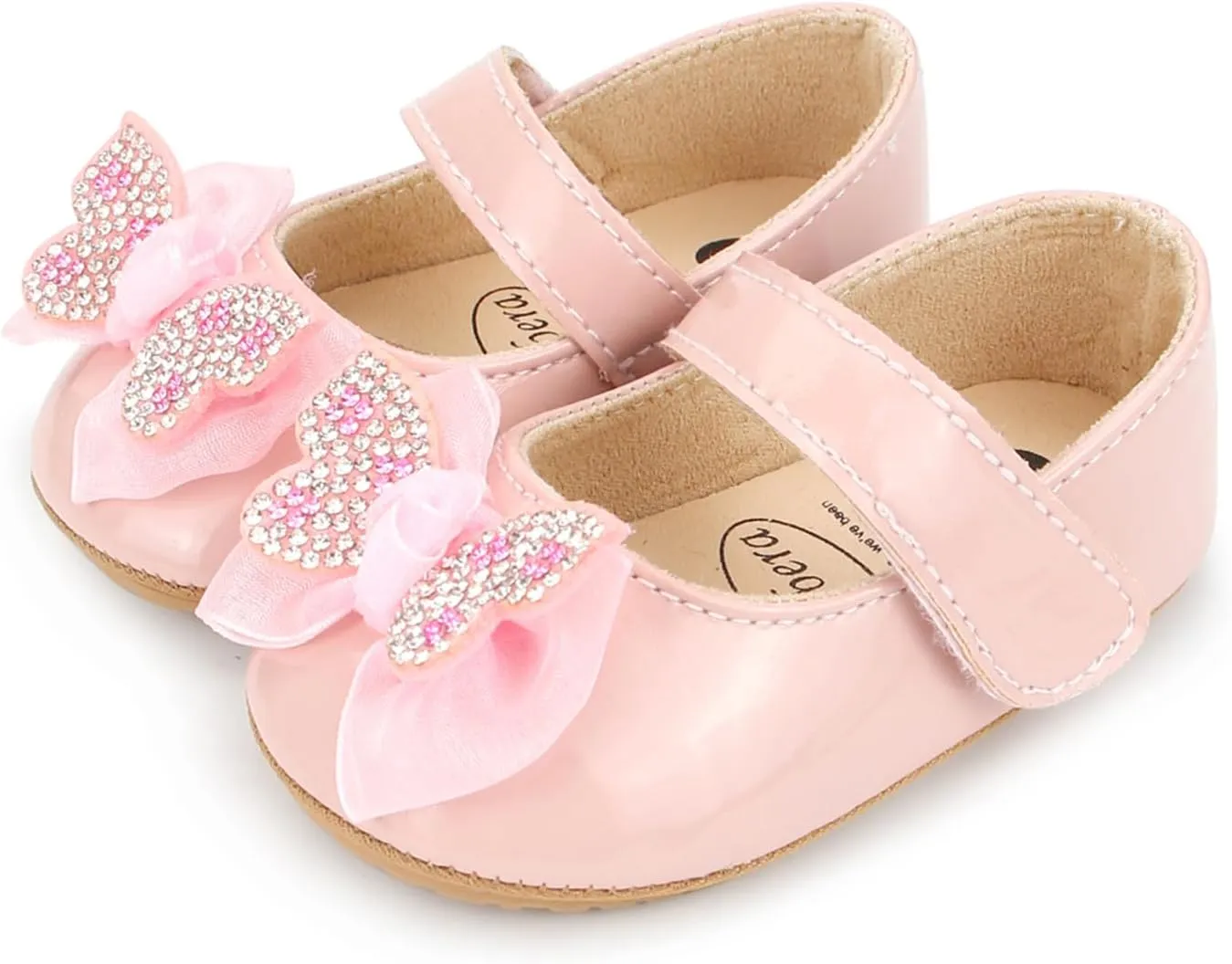 Baby Girls Dress Shoes Infant Mary Jane Flats Newborn Bowkont Non-Slip Lightweight Soft Sole First Walkers Princess Wedding Shoe