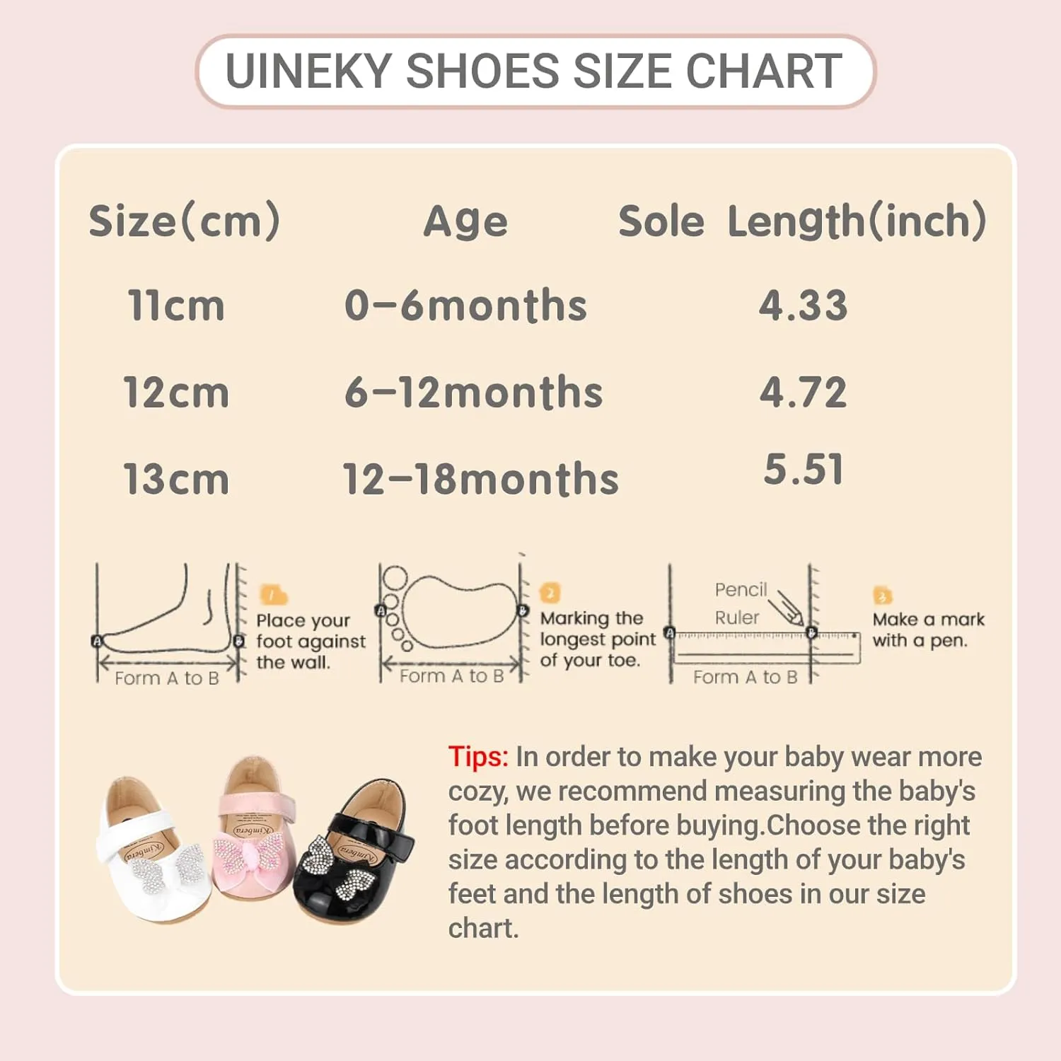 Baby Girls Dress Shoes Infant Mary Jane Flats Newborn Bowkont Non-Slip Lightweight Soft Sole First Walkers Princess Wedding Shoe