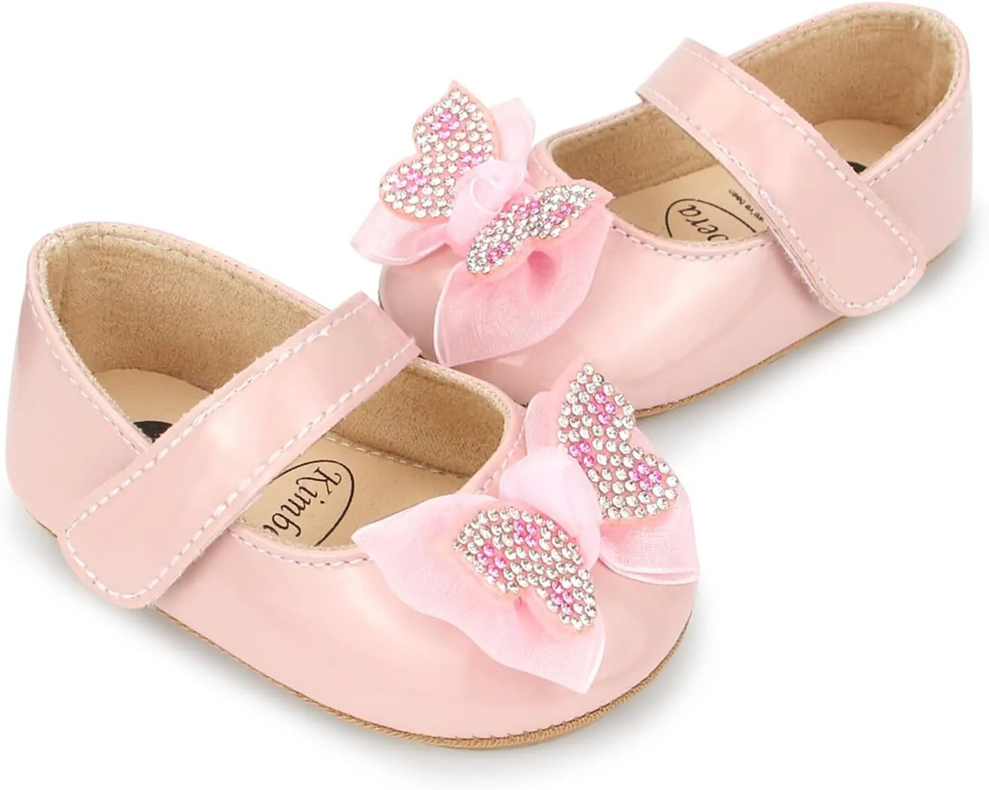 Baby Girls Dress Shoes Infant Mary Jane Flats Newborn Bowkont Non-Slip Lightweight Soft Sole First Walkers Princess Wedding Shoe