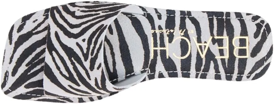 BEACH by Matisse Womens Bali Zebra Print Slide Flat Casual Sandals Casual - Black, White