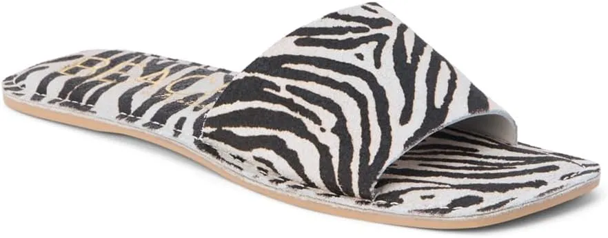 BEACH by Matisse Womens Bali Zebra Print Slide Flat Casual Sandals Casual - Black, White