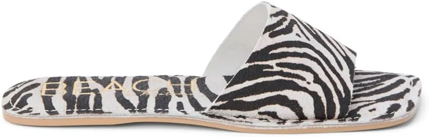 BEACH by Matisse Womens Bali Zebra Print Slide Flat Casual Sandals Casual - Black, White