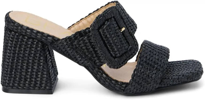 BEACH by Matisse Womens Lucy Block Casual Sandals Casual High Heel 3" & Up - Black
