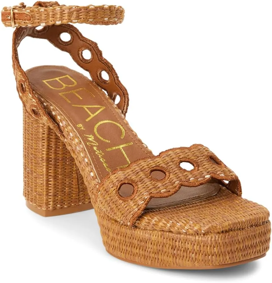 BEACH by Matisse Womens Moorea Block Platform Ankle Strap Casual Sandals Casual High Heel 3" & Up - Beige