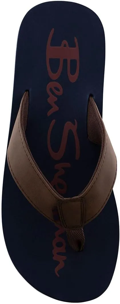Ben Sherman Mens Crosswell Flip Flops Casual Sandals Casual - Blue, Brown