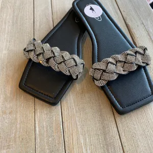 Black Diamante Sandal