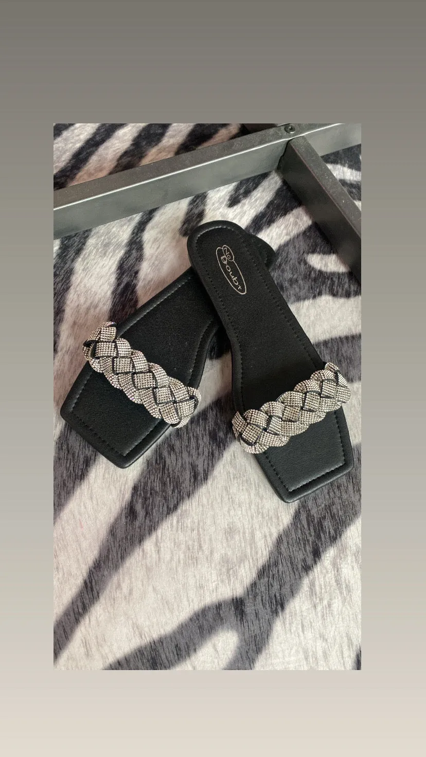 Black Diamante Sandal