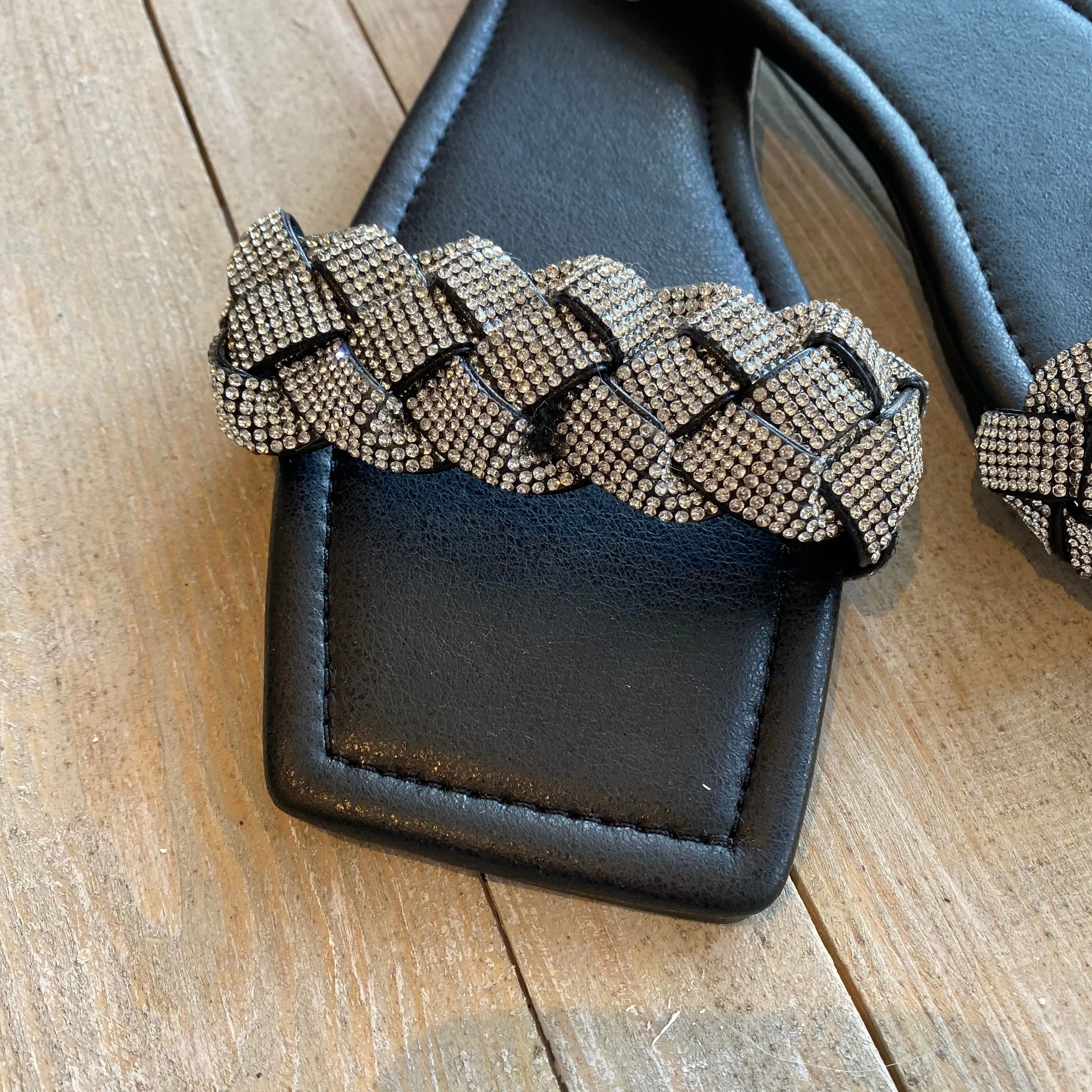 Black Diamante Sandal