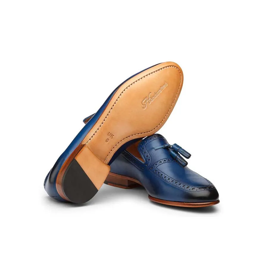 Blue Punched Tassel Loafer
