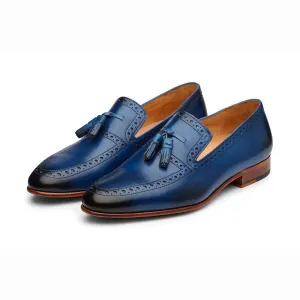 Blue Punched Tassel Loafer