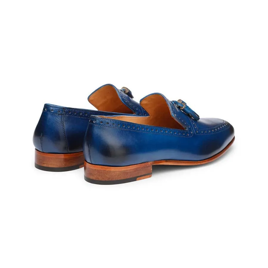 Blue Punched Tassel Loafer
