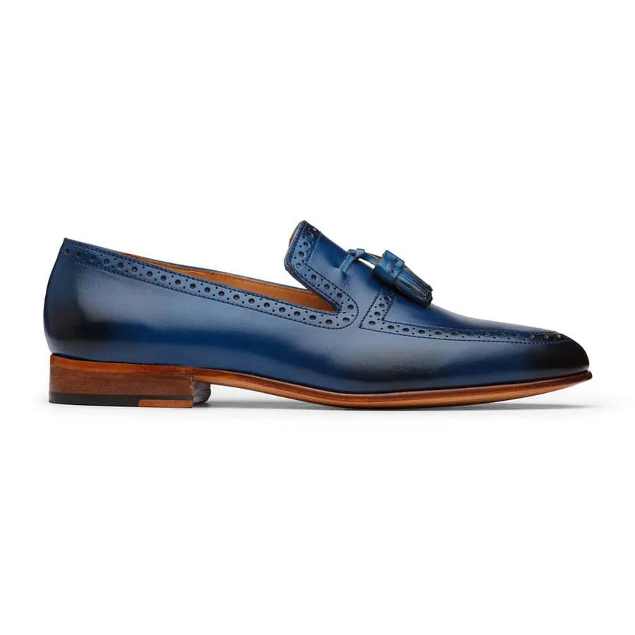 Blue Punched Tassel Loafer
