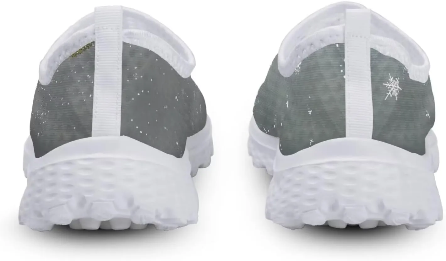 Christmas Slip On Loafer Shoes for Woman Size 5.5-11.5 Mesh Outdoor Walking Shoes Comfortable Road Running Shoes