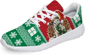 Christmas Themed Shoes Men Women Running Sneaker Tennis Walking Shoes Green Red Christmas Cow Print Shoes Gifts for Big Broghter,US Size 9 Women/7.5 Men