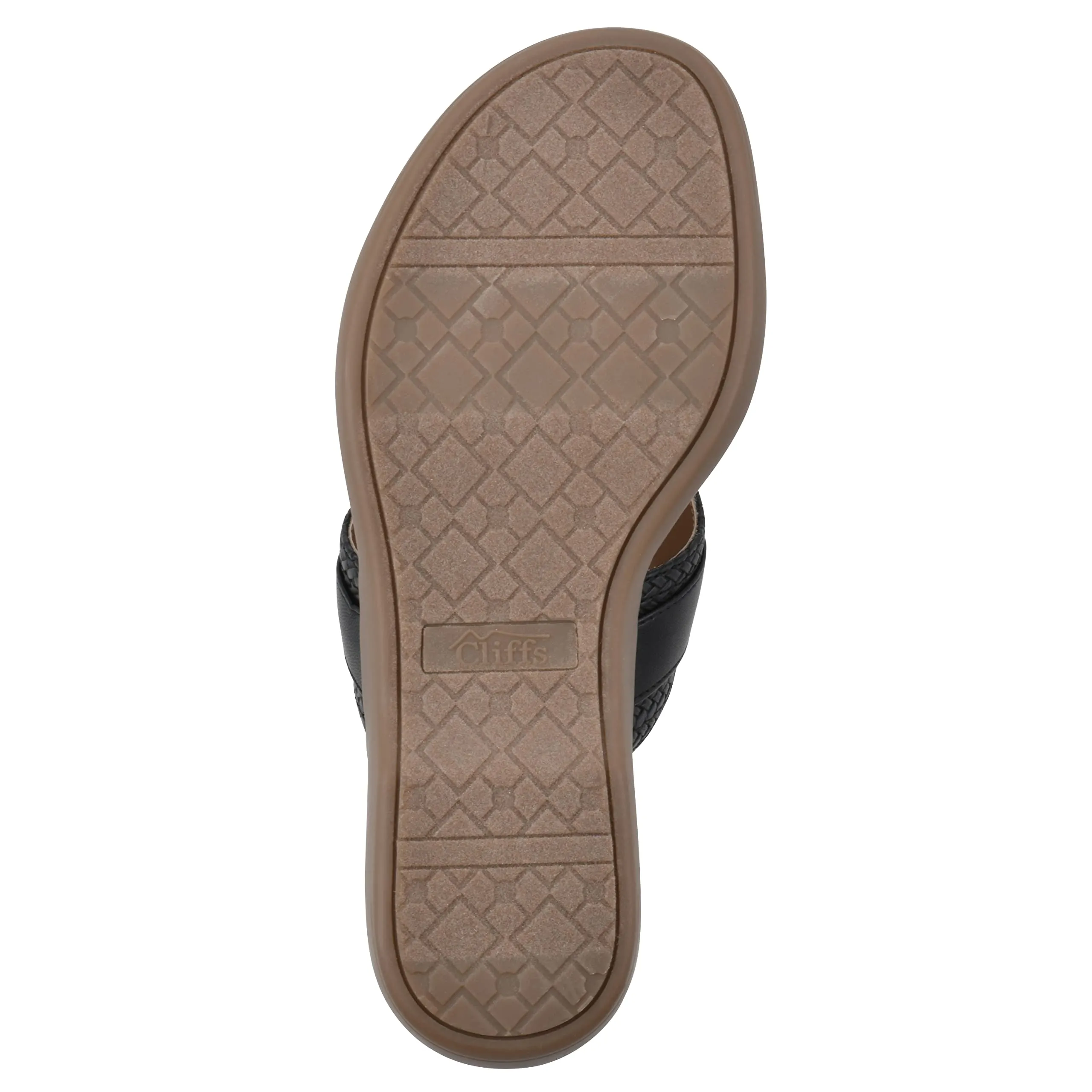 CLIFFS BY WHITE MOUNTAIN Women's Benedict Mini Wedge Sandal, Black/Woven, 9.5 M