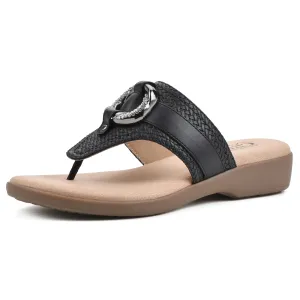 CLIFFS BY WHITE MOUNTAIN Women's Benedict Mini Wedge Sandal, Black/Woven, 9.5 M