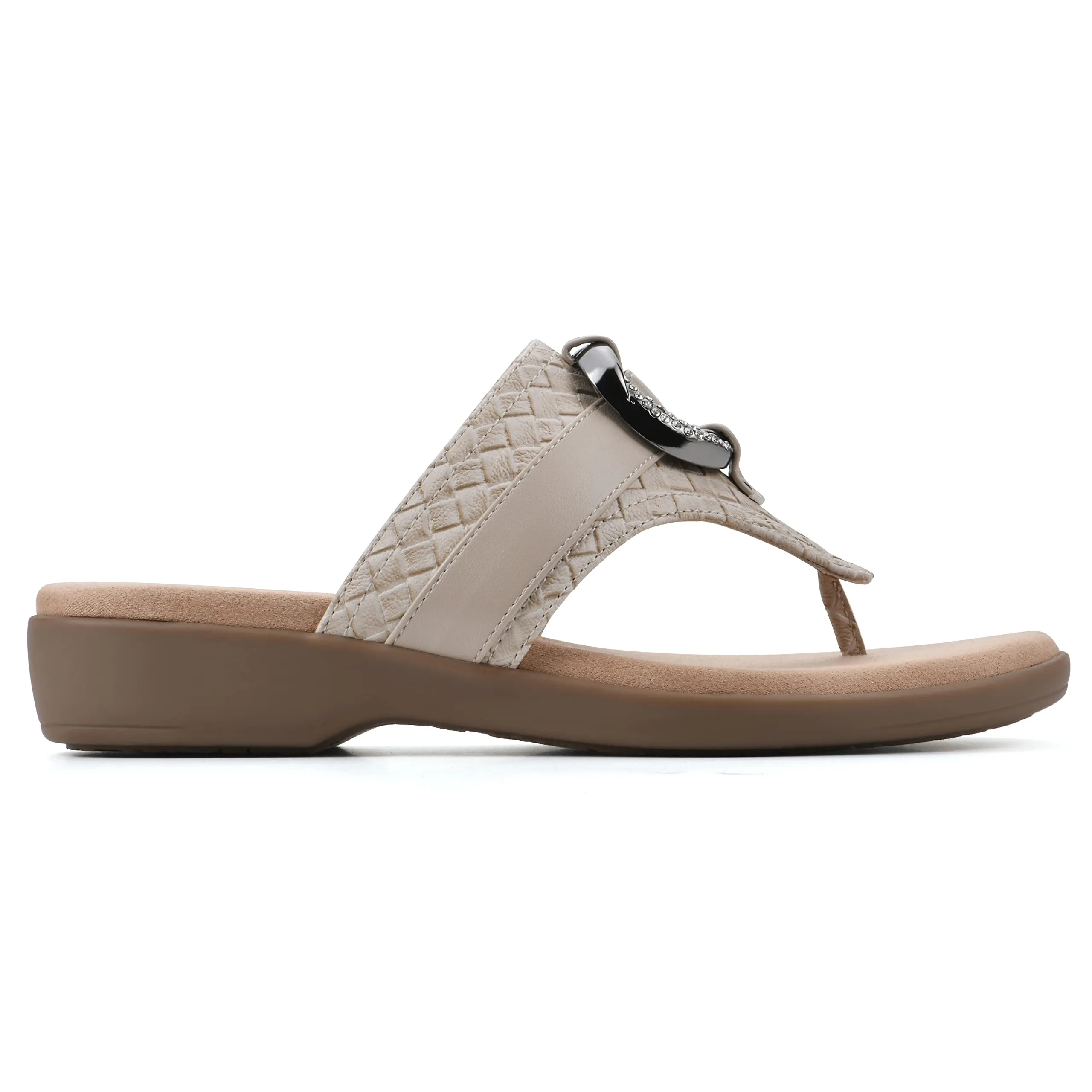 CLIFFS BY WHITE MOUNTAIN Women's Benedict Mini Wedge Sandal, Taupe/Woven, 8.5 M