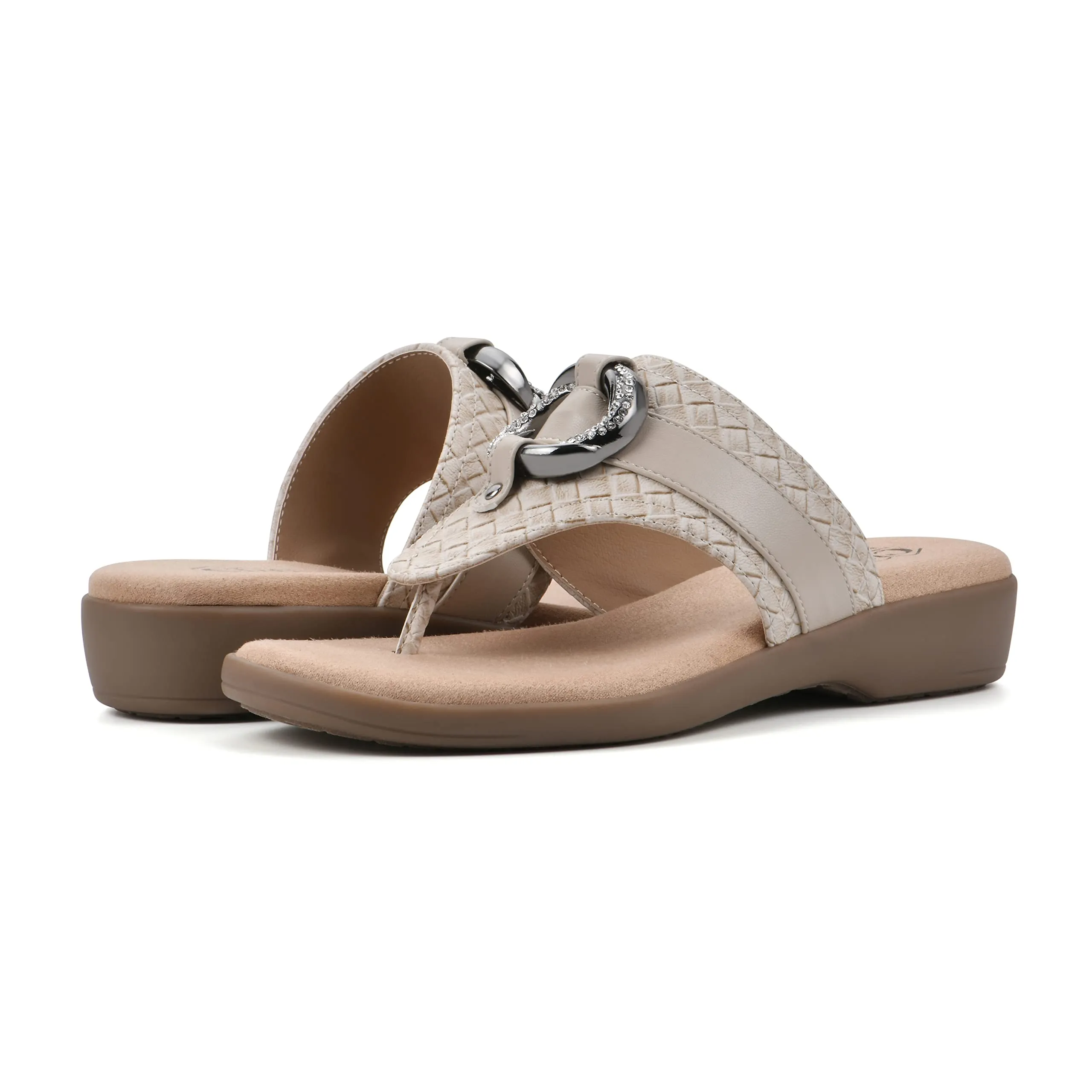 CLIFFS BY WHITE MOUNTAIN Women's Benedict Mini Wedge Sandal, Taupe/Woven, 8.5 M