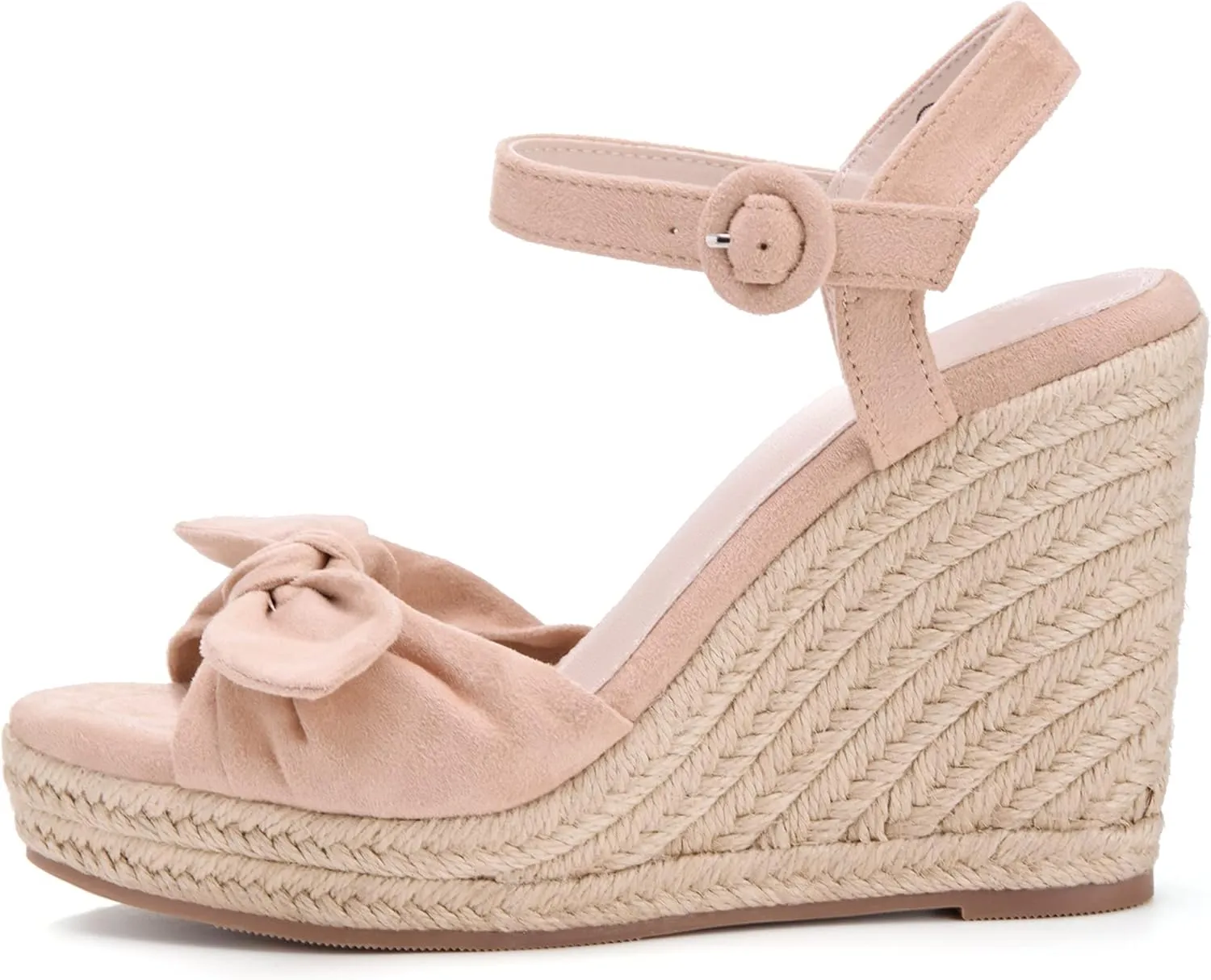 Coutgo Womens Espadrilles Wedges Bow Platform Sandals Open Toe Ankle Strap Summer Dress Heels Cute Shoes