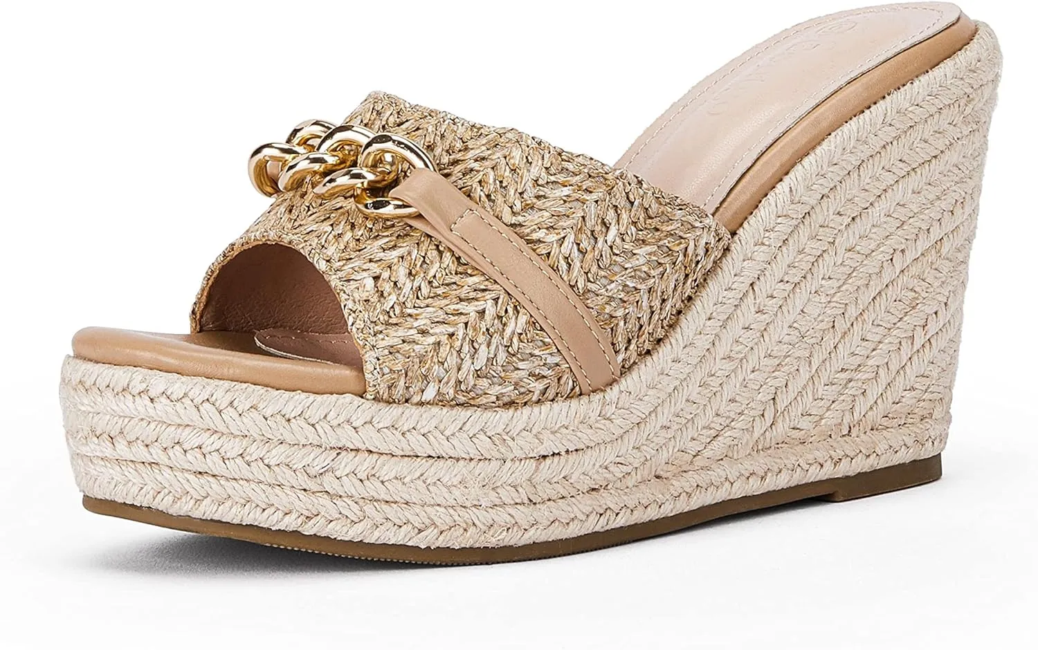 Coutgo Women's Wedge Sandals Platform Espadrille Heel Chain Slip On Casual Summer Slides