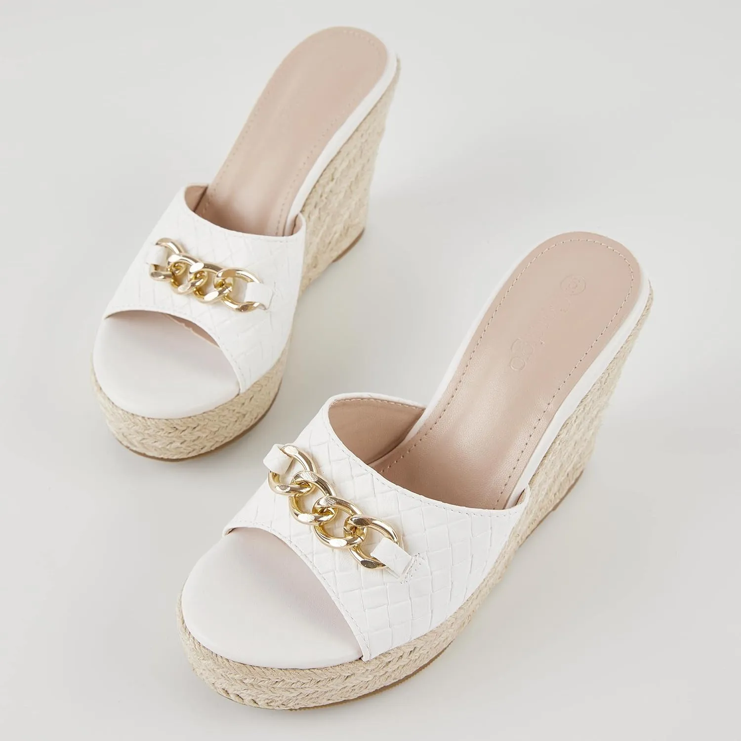 Coutgo Women's Wedge Sandals Platform Espadrille Heel Chain Slip On Casual Summer Slides