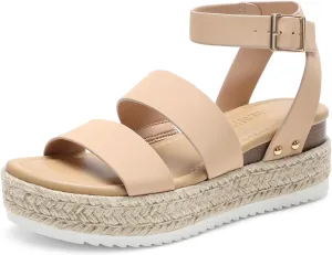 DREAM PAIRS Strappy Espadrille Platform Wedge Sandals for Women Dressy Summer, Comfortable Open Toe Sandals with Cushioned Insole and Ankle Strap Buckle