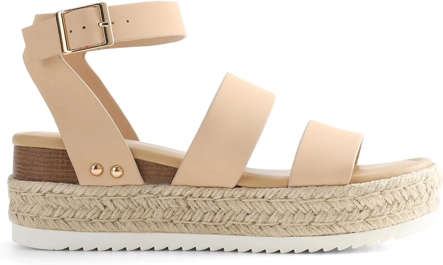 DREAM PAIRS Strappy Espadrille Platform Wedge Sandals for Women Dressy Summer, Comfortable Open Toe Sandals with Cushioned Insole and Ankle Strap Buckle