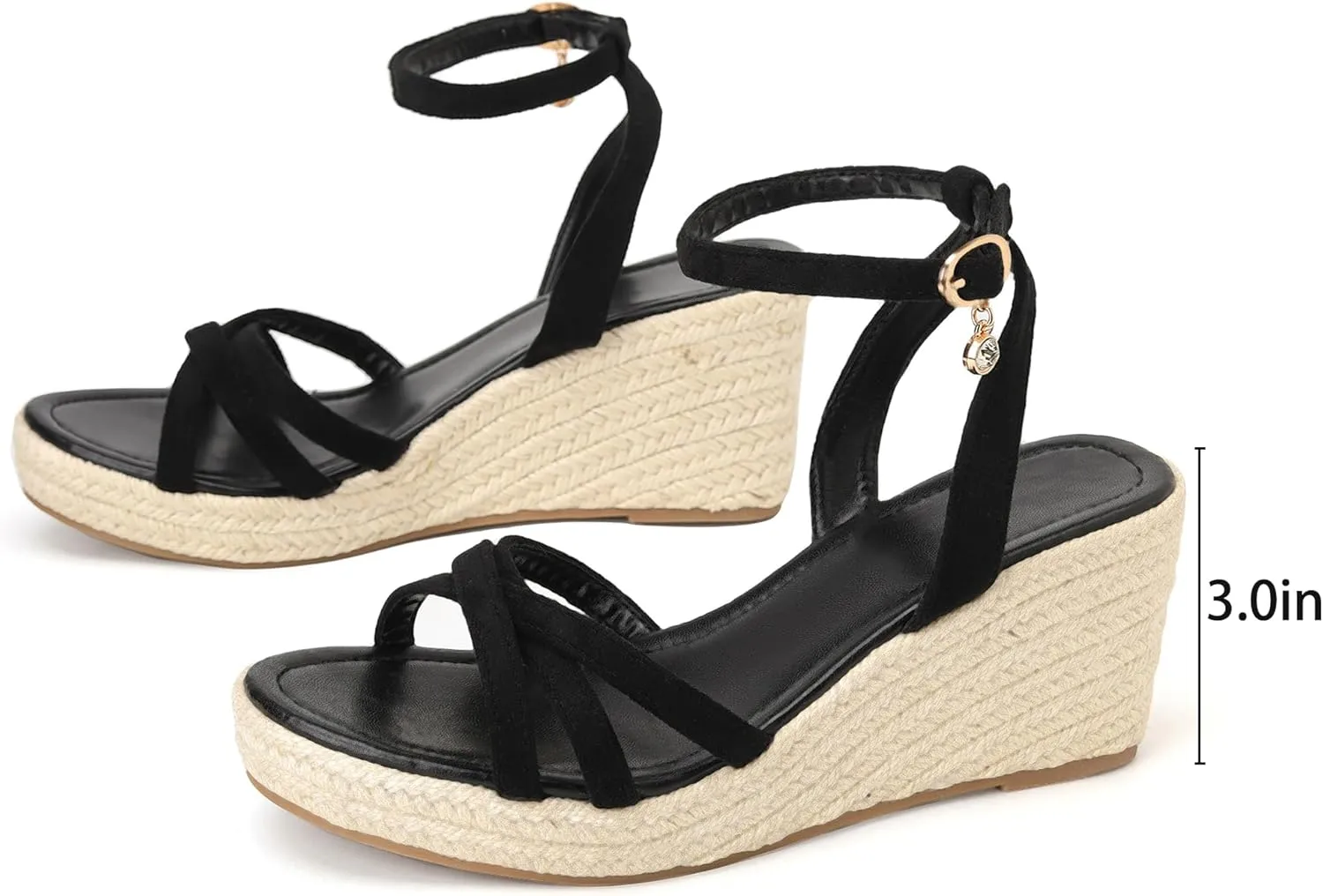 Dressy Open Toe Sandals Platform Wedge Sandals with Cushioned Insole and Ankle Strap Buckle,Strappy Espadrille Wedge Sandals for Women Comfortable Summer
