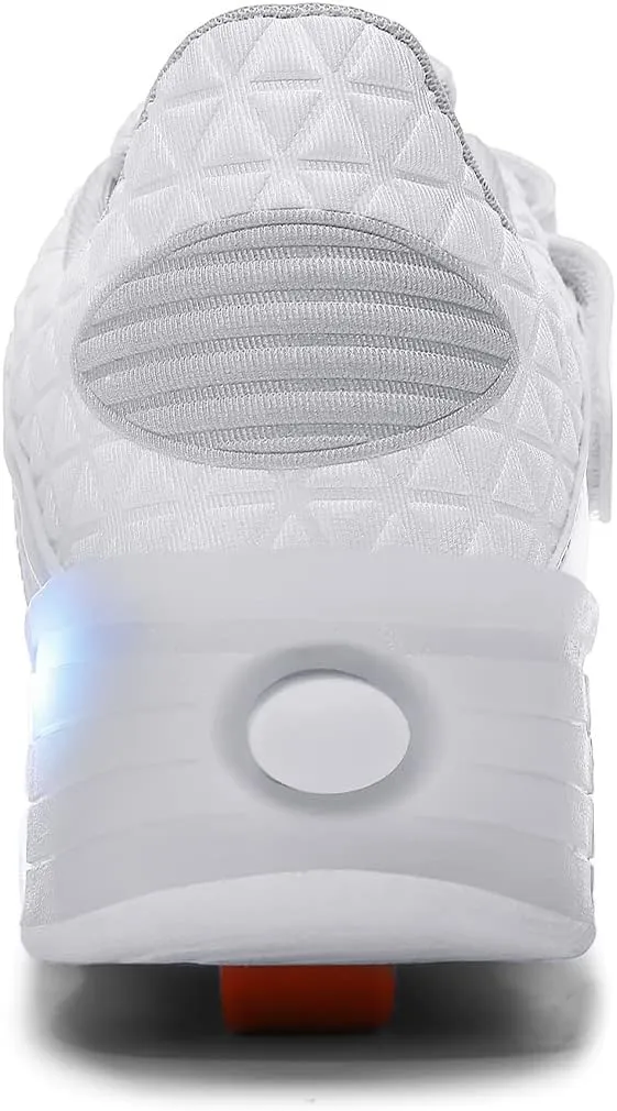 Ehauuo Kids Single Wheels Shoes with Lights Rechargeable Roller Skates Retractable LED Flashing Sneakers Wheels Shoes for Unisex Girls Boys Beginners Gift