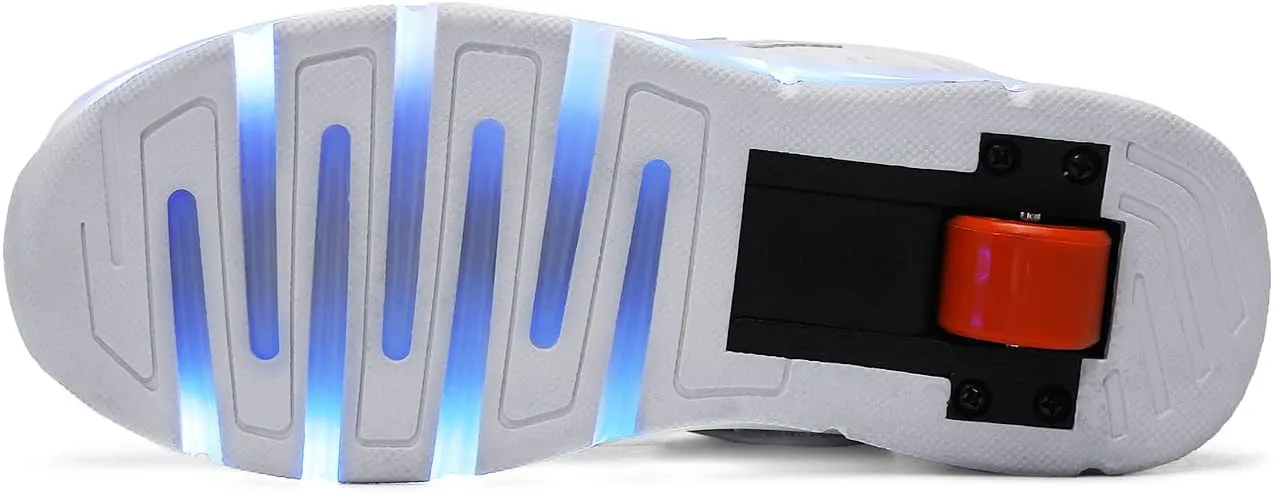 Ehauuo Kids Single Wheels Shoes with Lights Rechargeable Roller Skates Retractable LED Flashing Sneakers Wheels Shoes for Unisex Girls Boys Beginners Gift