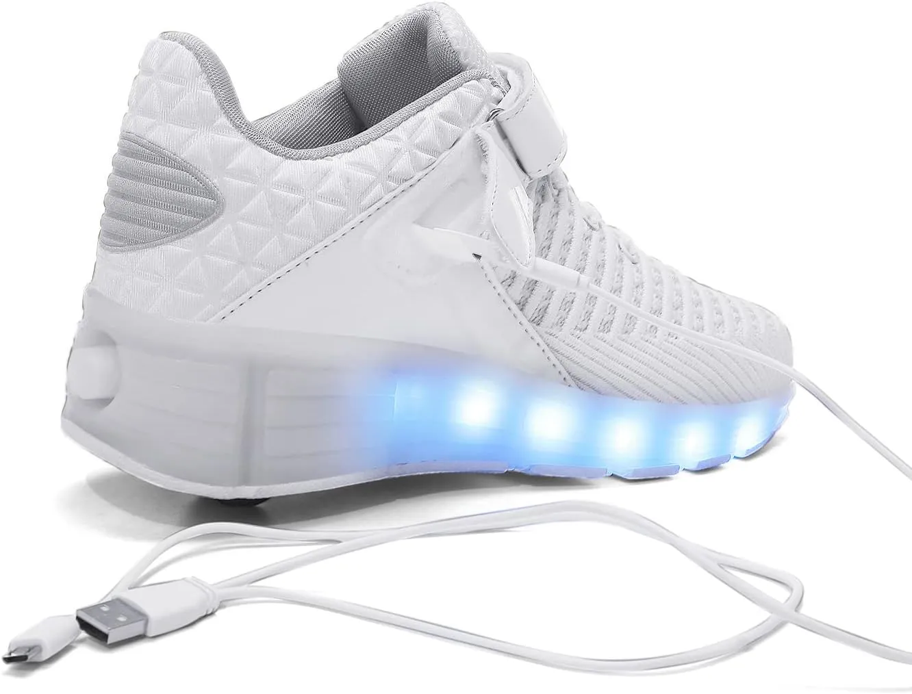 Ehauuo Kids Single Wheels Shoes with Lights Rechargeable Roller Skates Retractable LED Flashing Sneakers Wheels Shoes for Unisex Girls Boys Beginners Gift