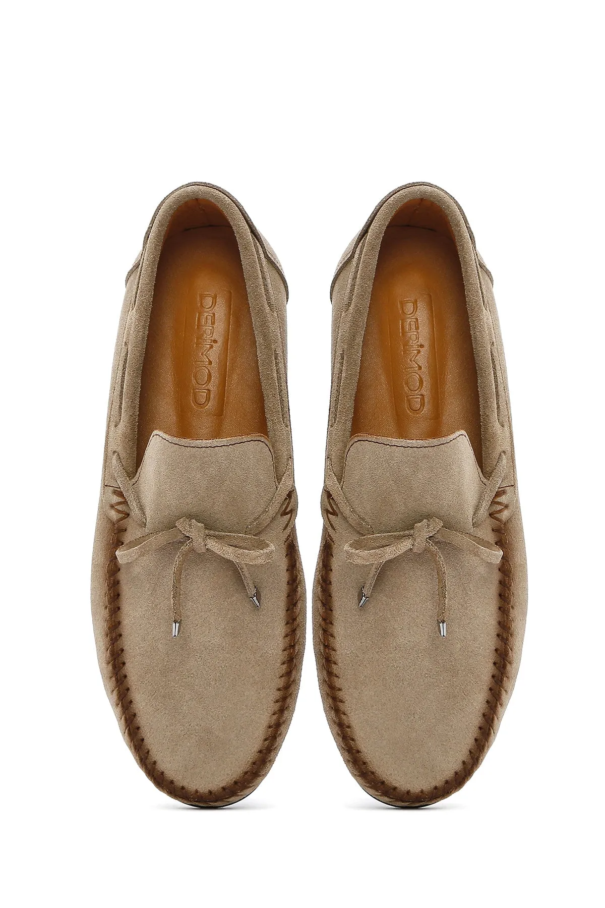 Erkek Bej Süet Deri Casual Loafer