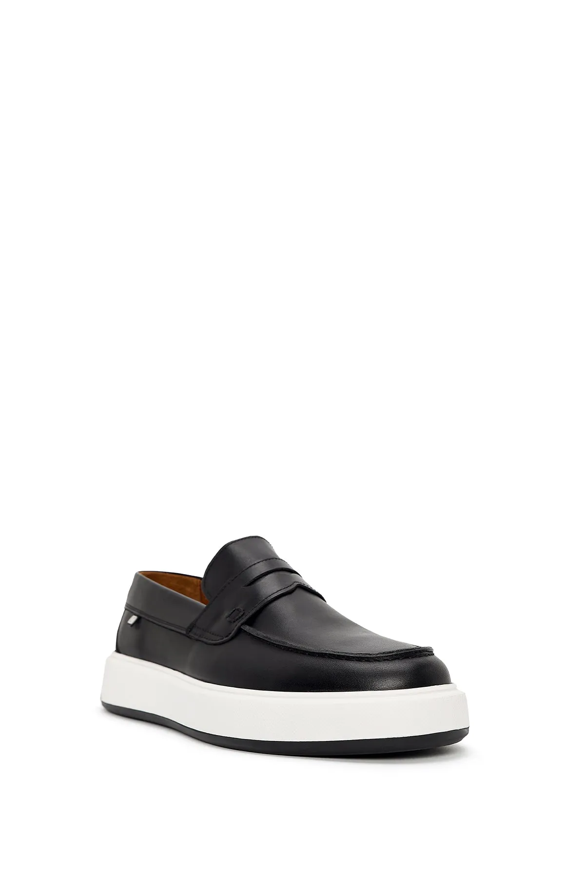 Erkek Siyah Kalın Tabanlı Deri Casual Loafer