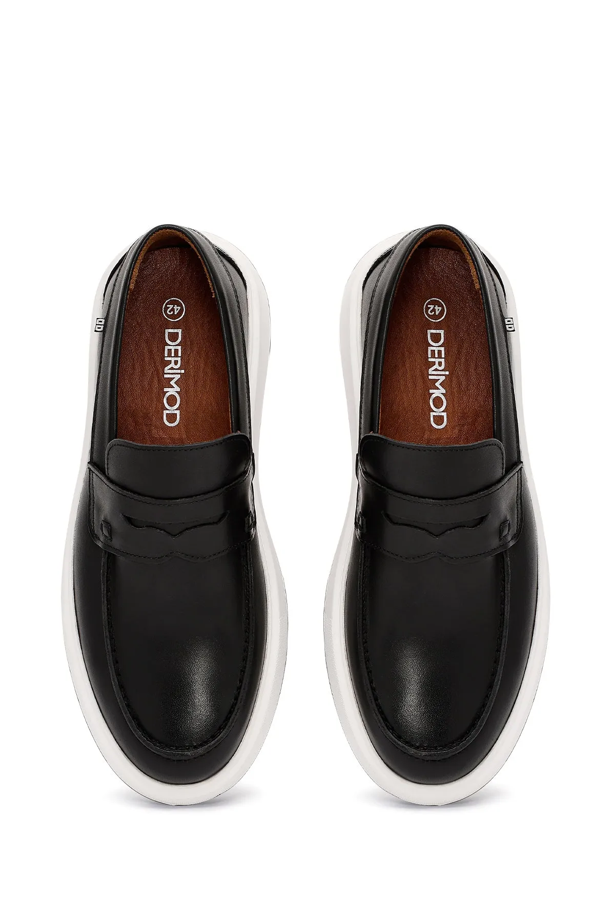 Erkek Siyah Kalın Tabanlı Deri Casual Loafer
